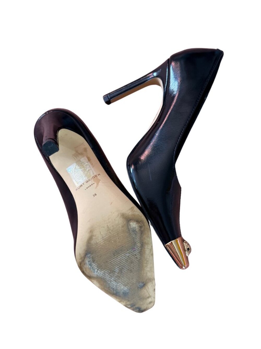 KURT GEIGER Regent Court Heel Black Patent EUC $220 Sz 36 6 - Picture 5 of 5